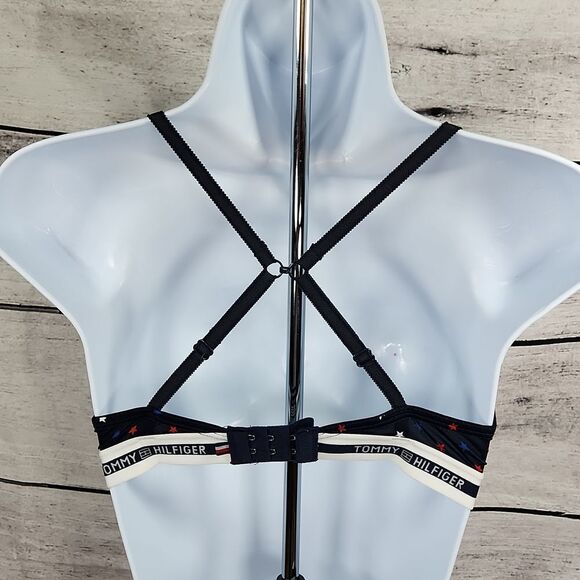 💜Tommy Hilfiger Blue Star Print Micro Push-up Bra 34C - Picture 3 of 10